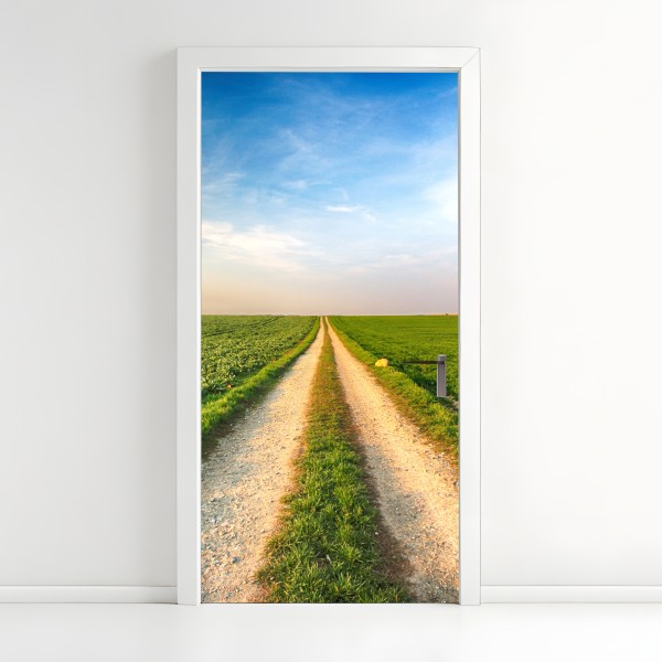 Naklejka na drzwi pastelowy tropikalny wzór liści – Wallissimo®