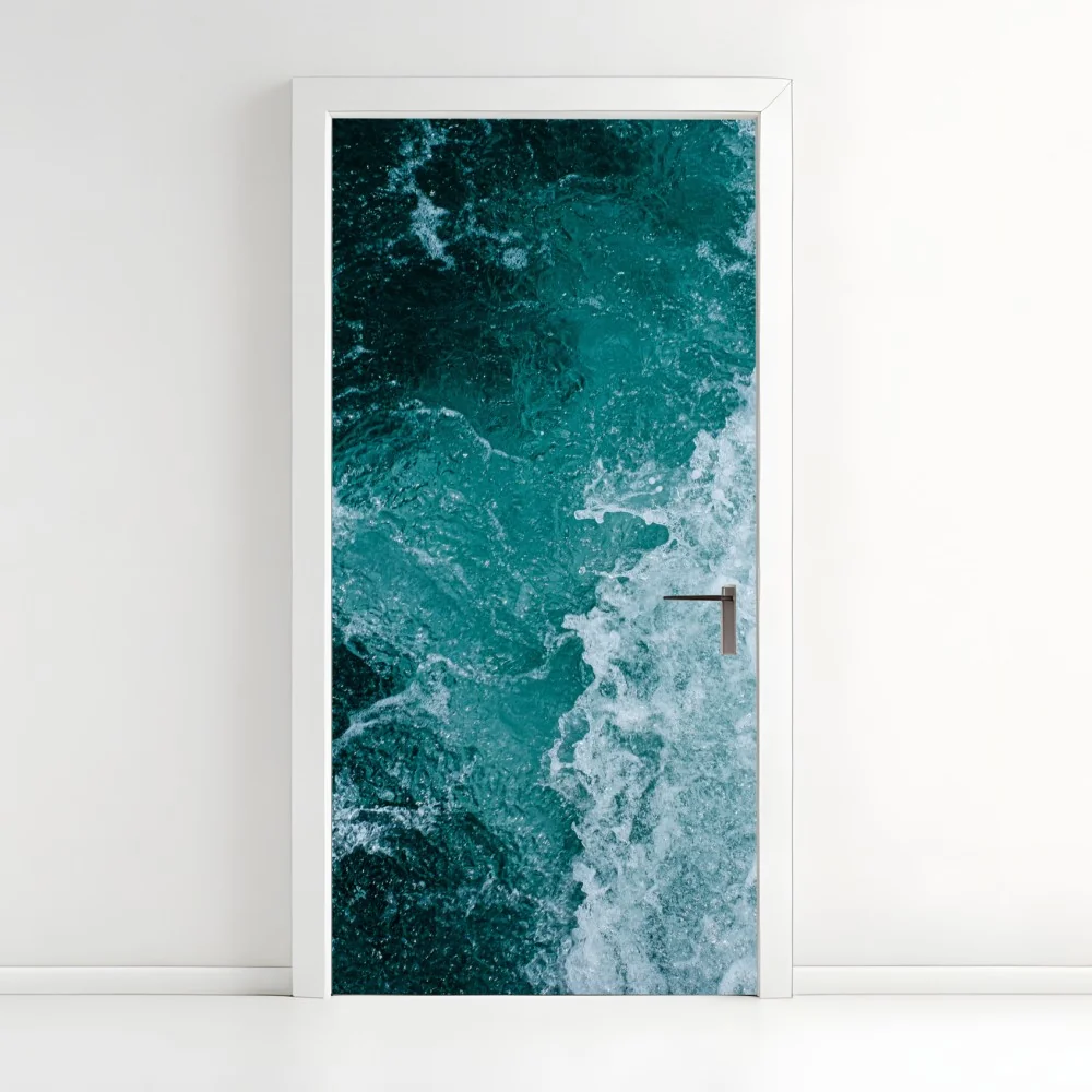 Naklejka na drzwi turkusowe fale morskie – Wallissimo® Naklejka na drzwi turkusowe fale morskie – Wallissimo®