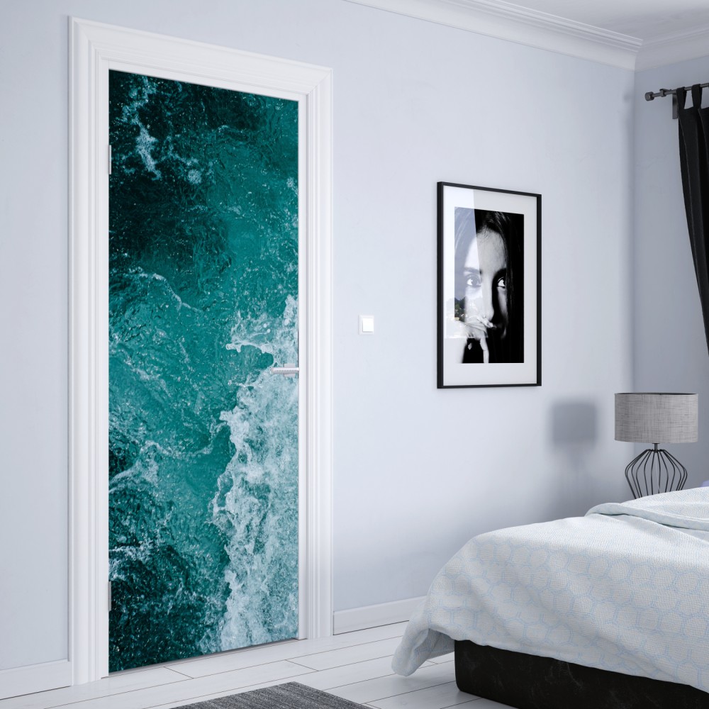 Naklejka na drzwi turkusowe fale morskie – Wallissimo® Naklejka na drzwi turkusowe fale morskie – Wallissimo®