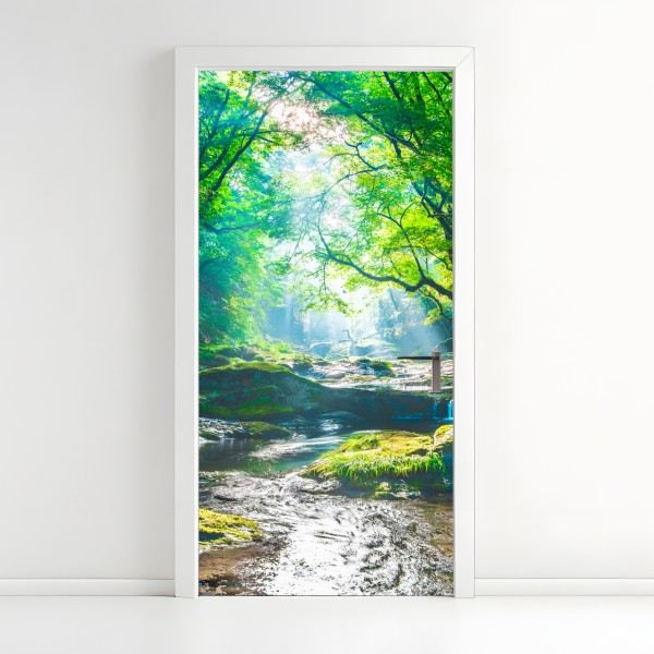 Naklejka na drzwi żywa różowa abstrakcja płynna – Wallissimo®