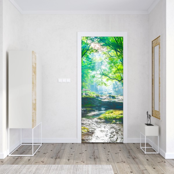 Naklejka na drzwi żywa różowa abstrakcja płynna – Wallissimo®