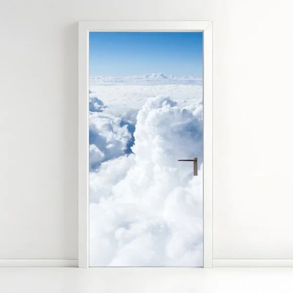 Naklejka na drzwi wzór kratki z diamentami na beżowym tle – Wallissimo®