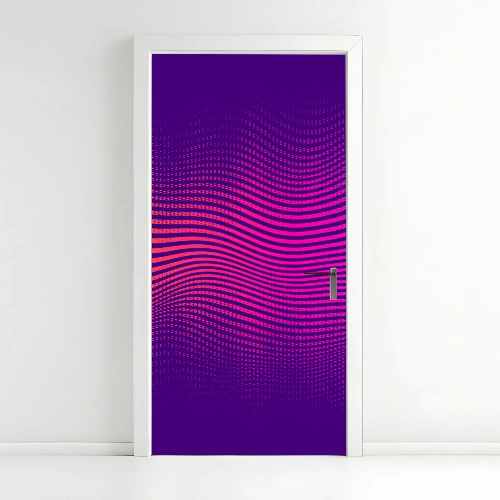 Naklejka na drzwi żywy gradient falowy wzór – Wallissimo® Naklejka na drzwi żywy gradient falowy wzór – Wallissimo®