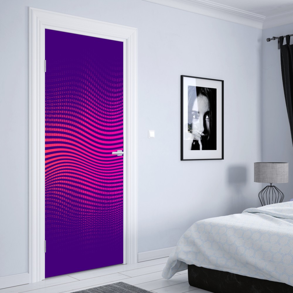 Naklejka na drzwi żywy gradient falowy wzór – Wallissimo® Naklejka na drzwi żywy gradient falowy wzór – Wallissimo®