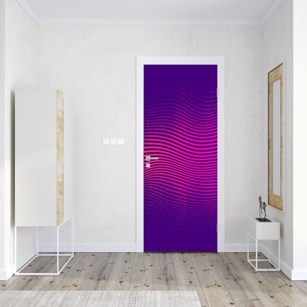 Naklejka na drzwi żywy gradient falowy wzór – Wallissimo® Naklejka na drzwi żywy gradient falowy wzór – Wallissimo®