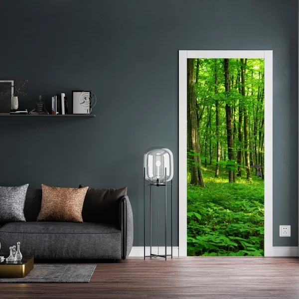 Naklejka na drzwi wodospady spływające po klifach fiordu – Wallissimo®