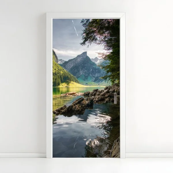 Naklejka na drzwi ciepłe abstrakcyjne formy – Wallissimo®