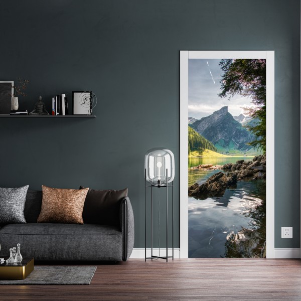 Naklejka na drzwi ciepłe abstrakcyjne formy – Wallissimo®