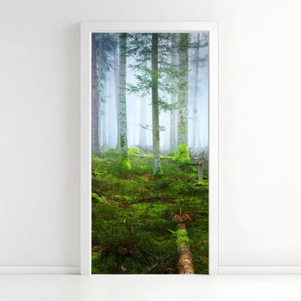 Naklejka na drzwi neutralny beżowy wzór w panterkę – Wallissimo®