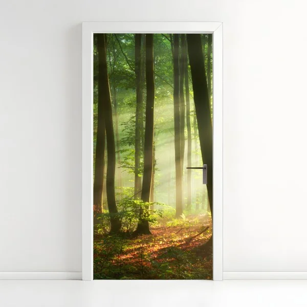 Naklejka na drzwi złote płynne linie abstrakcyjny wzór – Wallissimo®