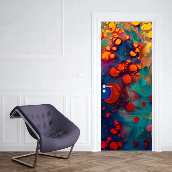 Naklejka na drzwi monochromatyczny przepływ komórek – Wallissimo®