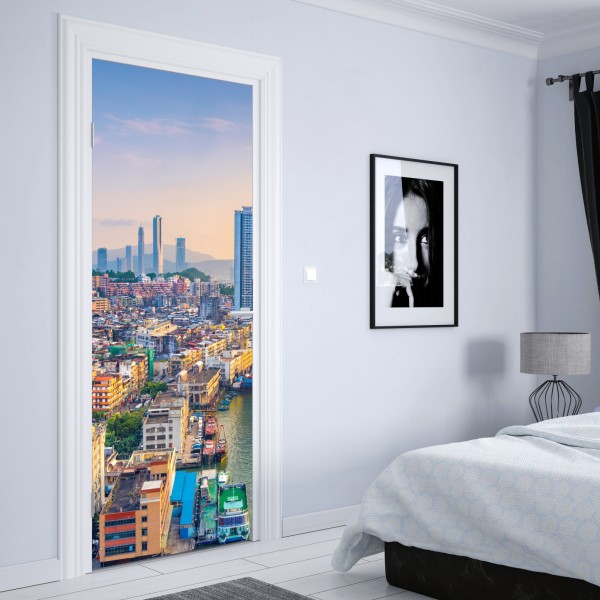 Naklejka na drzwi czarno-biały geometryczny wzór – Wallissimo®