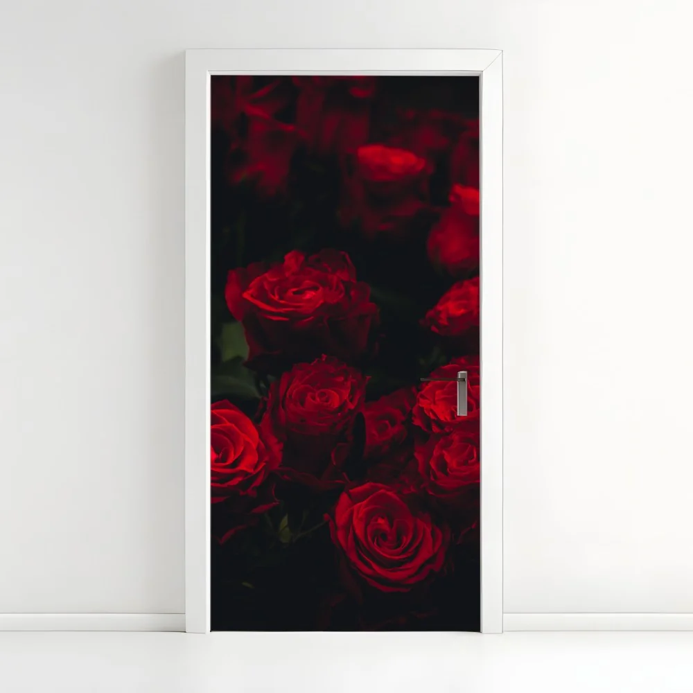 Naklejka na drzwi bukiet czerwonych róż – Wallissimo® Naklejka na drzwi bukiet czerwonych róż – Wallissimo®