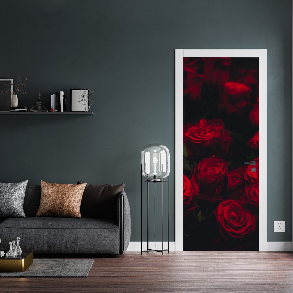 Naklejka na drzwi bukiet czerwonych róż – Wallissimo® Naklejka na drzwi bukiet czerwonych róż – Wallissimo®