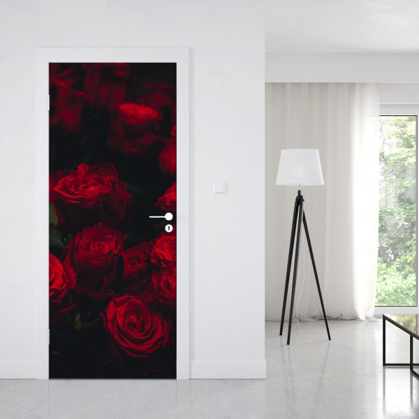 Naklejka na drzwi bukiet czerwonych róż – Wallissimo® Naklejka na drzwi bukiet czerwonych róż – Wallissimo®