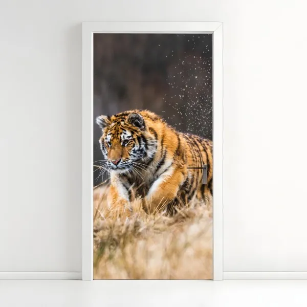 Naklejka na drzwi Haifoss wodospad o zachodzie słońca – Wallissimo®