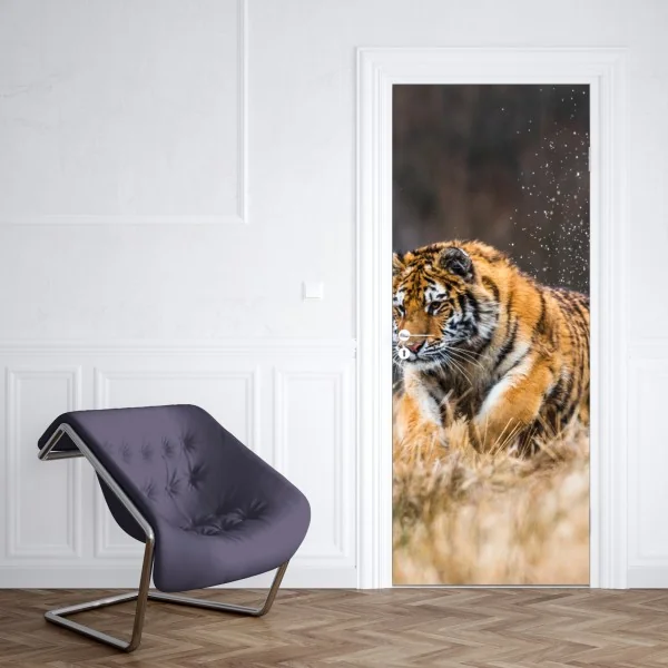 Naklejka na drzwi Haifoss wodospad o zachodzie słońca – Wallissimo®