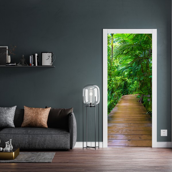 Naklejka na drzwi mangrowa kładka w bujnej zielonej dżungli – Wallissimo® Naklejka na drzwi mangrowa kładka w bujnej zielonej dżungli – Wallissimo®