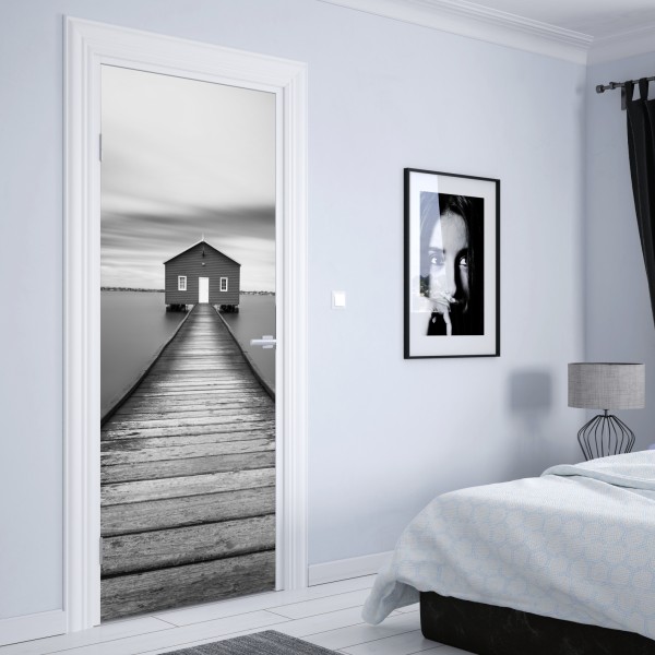 Naklejka na drzwi wzór kratki z diamentami na beżowym tle – Wallissimo®