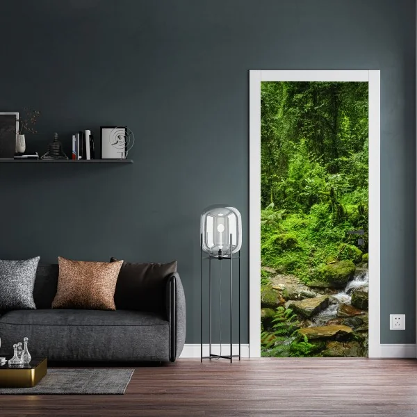 Naklejka na drzwi pastelowy botaniczny wzór abstrakcyjny – Wallissimo®