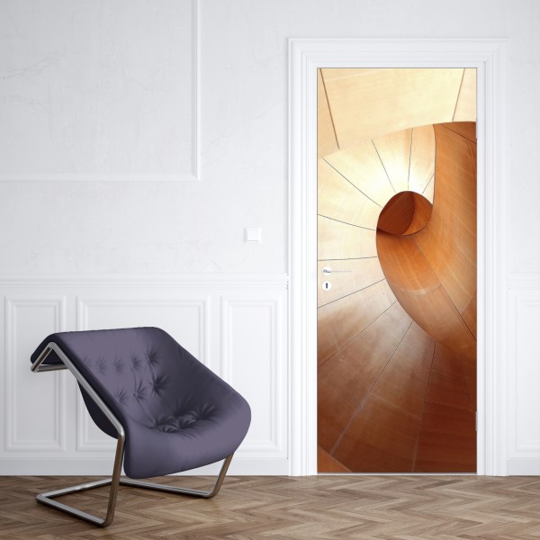 Naklejka na drzwi alpejskie odbicie: spokojny krajobraz górski – Wallissimo®