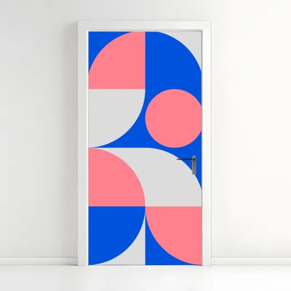 Naklejka na drzwi skandynawska kompozycja geometryczna