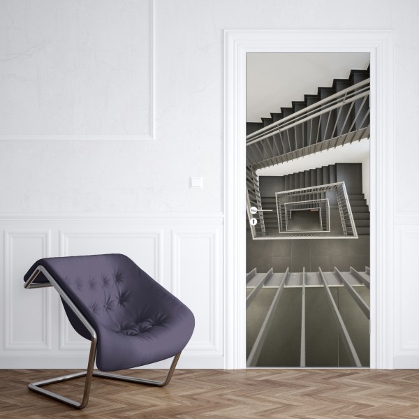 Naklejka na drzwi geometryczna klatka schodowa w perspektywie – Wallissimo® Naklejka na drzwi geometryczna klatka schodowa w perspektywie – Wallissimo®