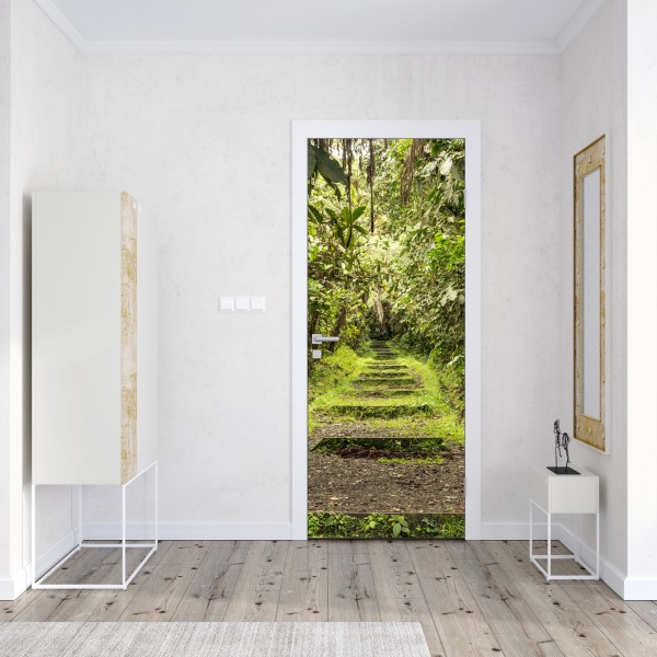 Naklejka na drzwi ścieżka przez bujną dżunglę – Wallissimo® Naklejka na drzwi ścieżka przez bujną dżunglę – Wallissimo®