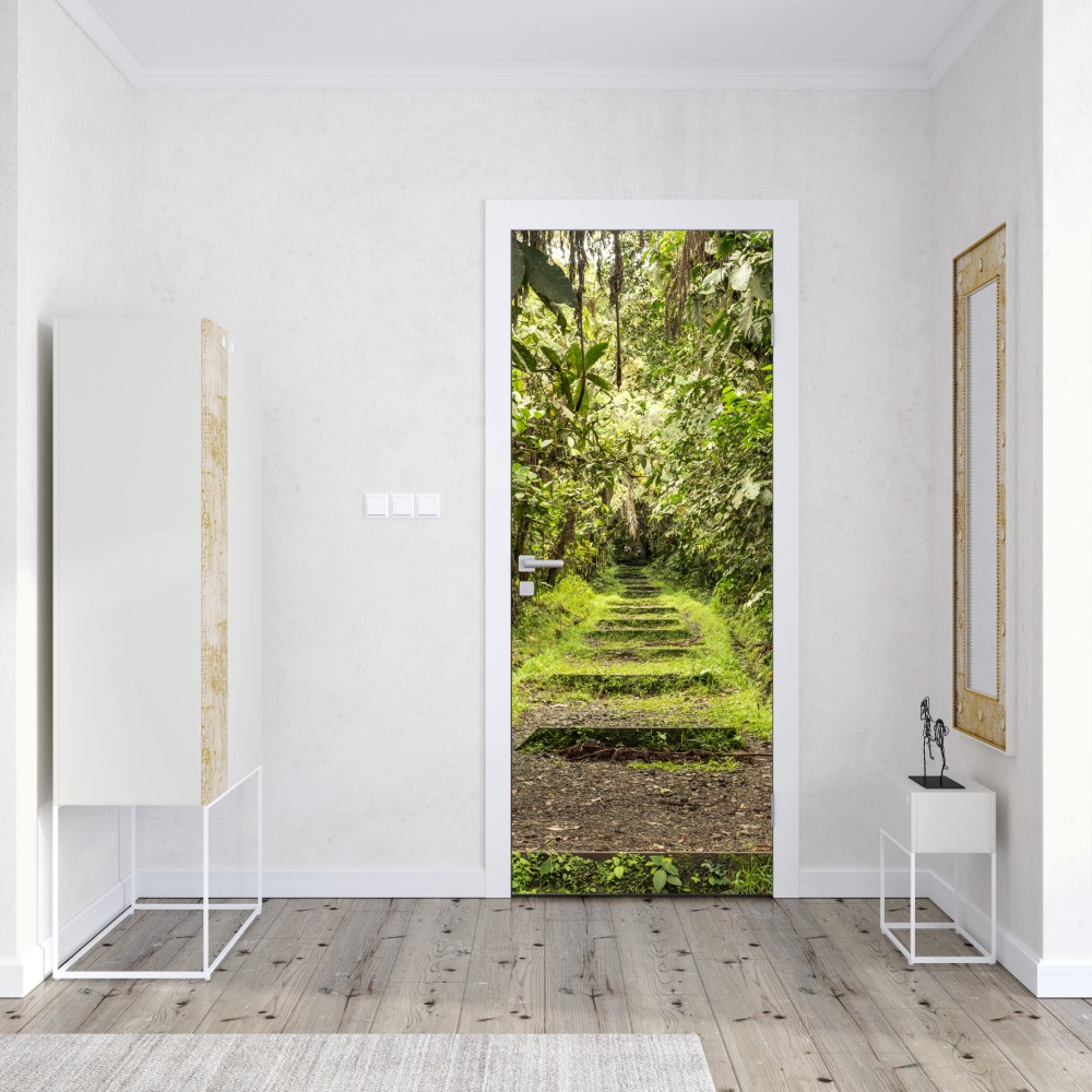 Naklejka na drzwi ścieżka przez bujną dżunglę – Wallissimo® Naklejka na drzwi ścieżka przez bujną dżunglę – Wallissimo®