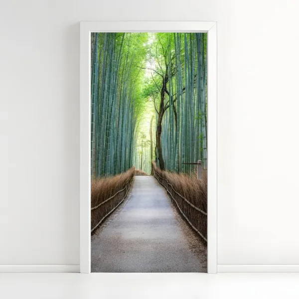 Naklejka na drzwi Wielki Mur o świcie nad zielonymi górami – Wallissimo®