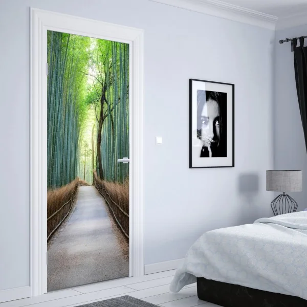 Naklejka na drzwi Wielki Mur o świcie nad zielonymi górami – Wallissimo®