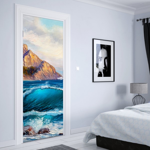 Naklejka na drzwi tropikalna dżungla z tygrysami – Wallissimo®