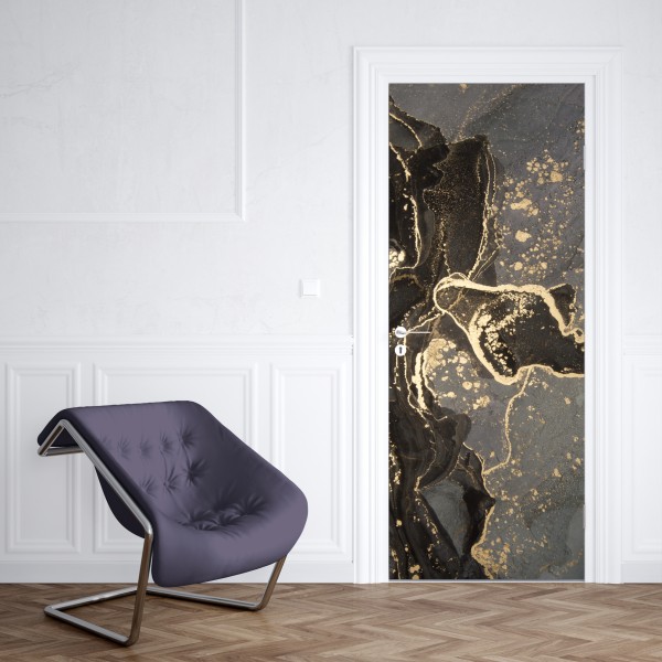 Naklejka na drzwi orientalny wzór z drzewami i liśćmi – Wallissimo®