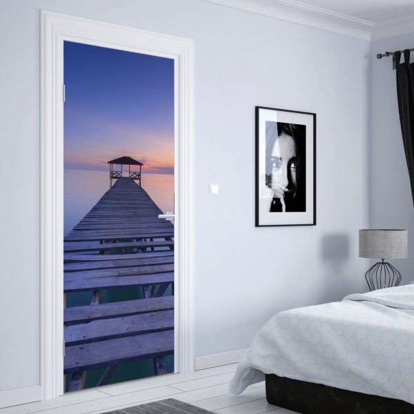 Naklejka na drzwi elegancki beżowy wzór damask – Wallissimo®