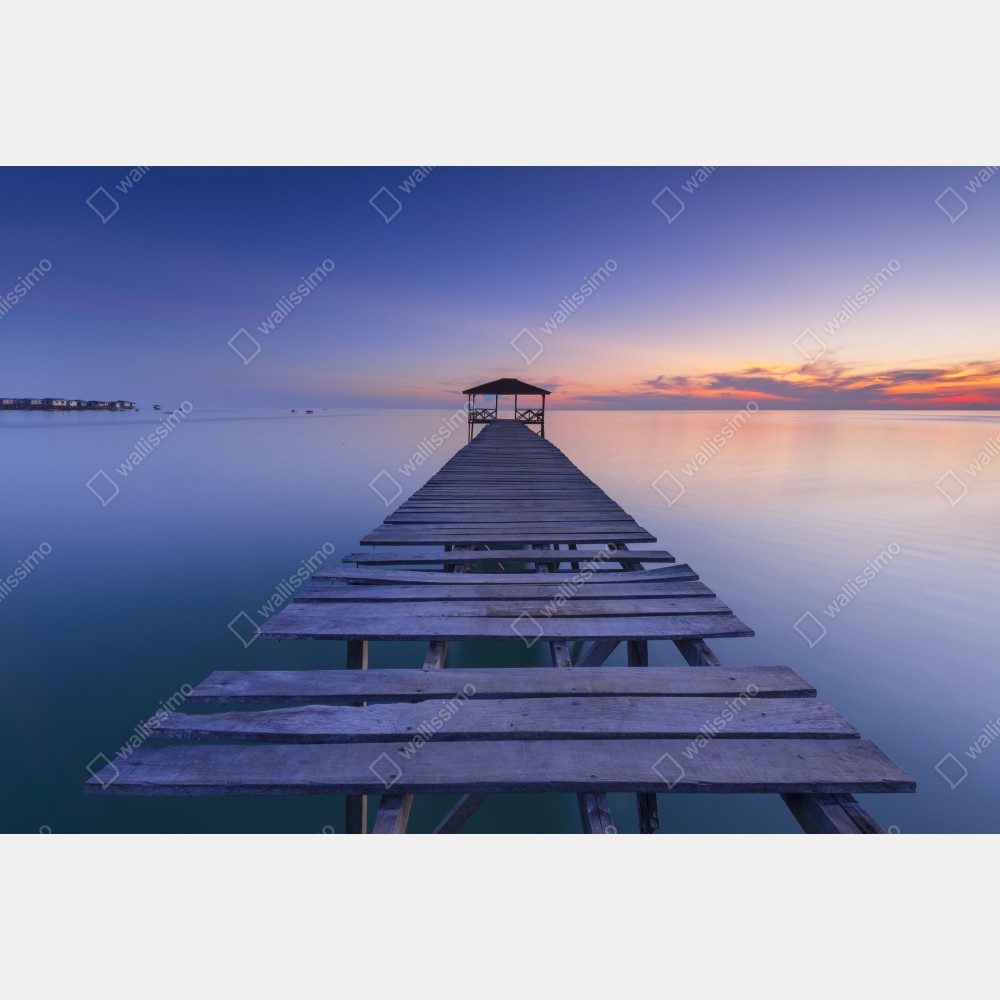 Naklejka na drzwi spokojne drewniane molo o zachodzie słońca – Wallissimo® Naklejka na drzwi spokojne drewniane molo o zachodzie słońca – Wallissimo®