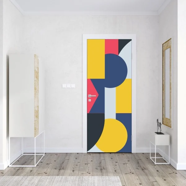 Naklejka na drzwi odważny geometryczny wzór na ścianę – Wallissimo®