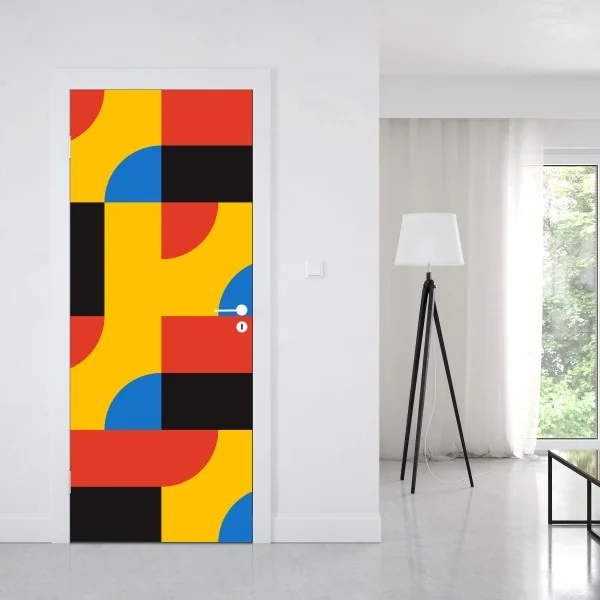 Naklejka na drzwi odważny geometryczny wzór na ścianę – Wallissimo® Naklejka na drzwi odważny geometryczny wzór na ścianę – Wallissimo®