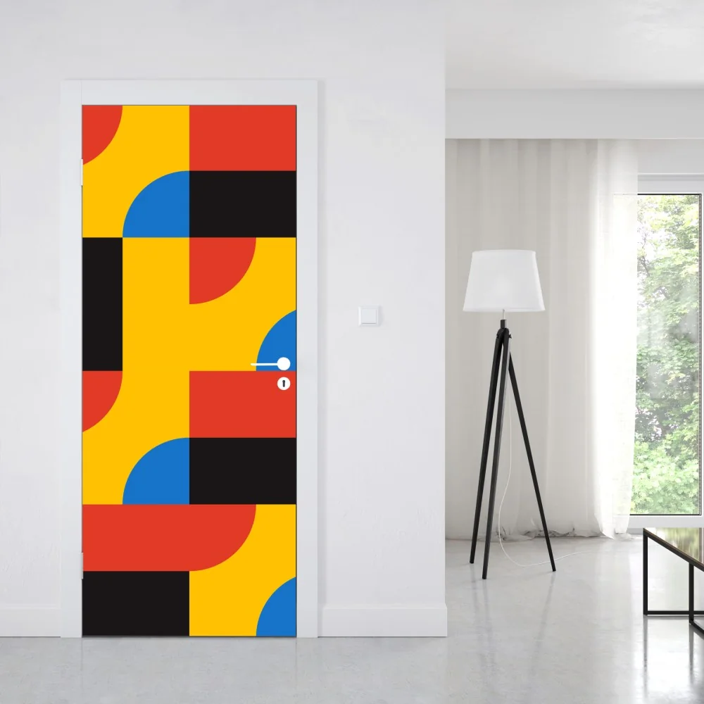 Naklejka na drzwi odważny geometryczny wzór na ścianę – Wallissimo® Naklejka na drzwi odważny geometryczny wzór na ścianę – Wallissimo®