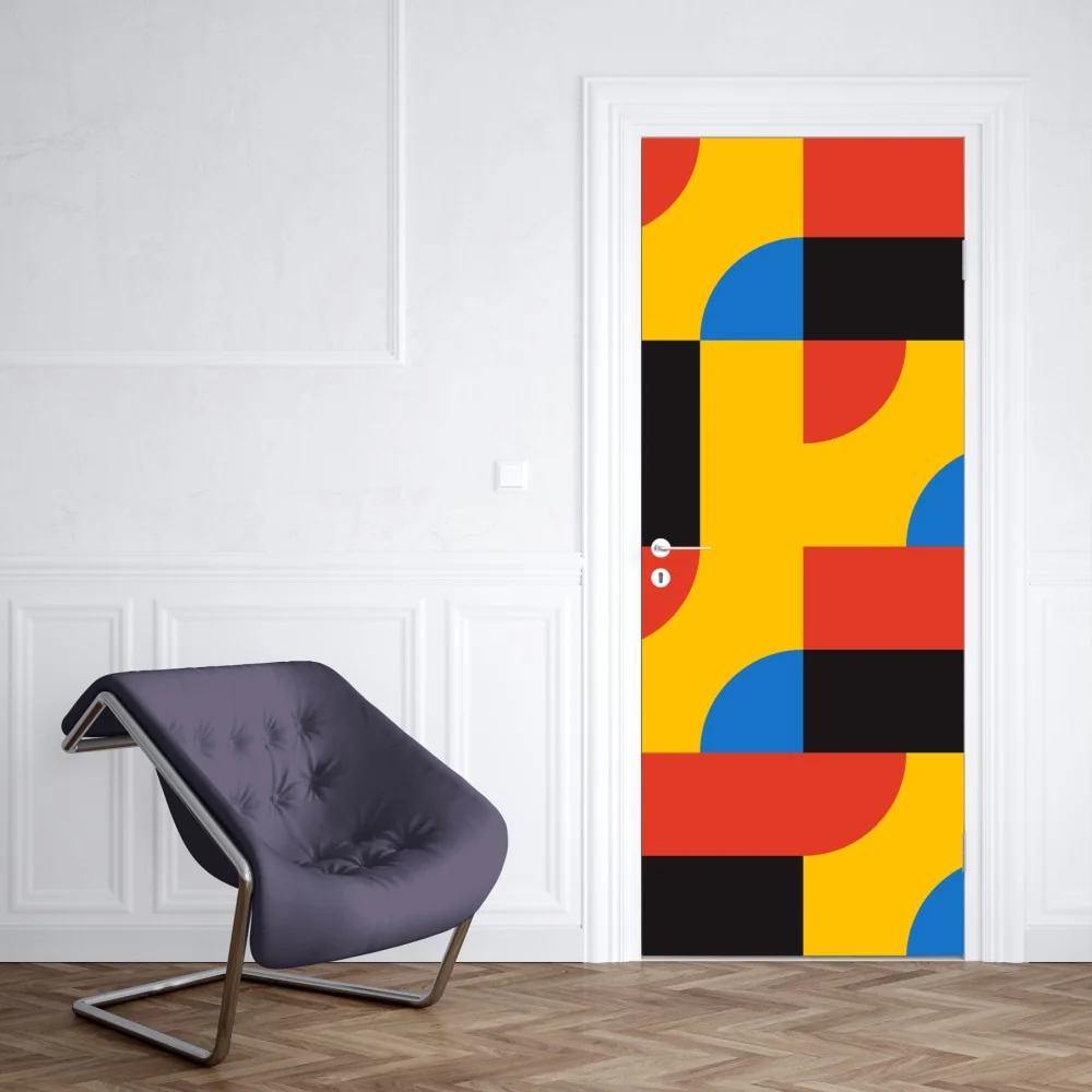 Naklejka na drzwi odważny geometryczny wzór na ścianę – Wallissimo® Naklejka na drzwi odważny geometryczny wzór na ścianę – Wallissimo®