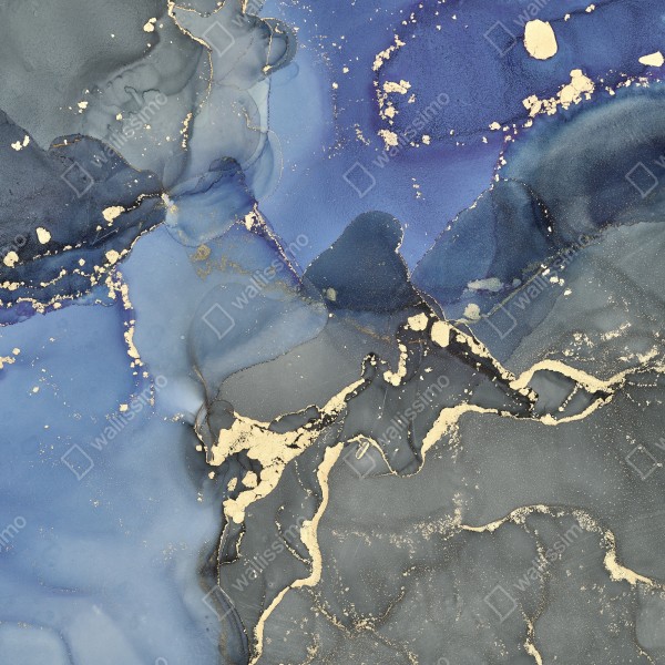 Naklejka na drzwi luksusowa niebiesko-złota abstrakcja fluidalna – Wallissimo® Naklejka na drzwi luksusowa niebiesko-złota abstrakcja fluidalna – Wallissimo®
