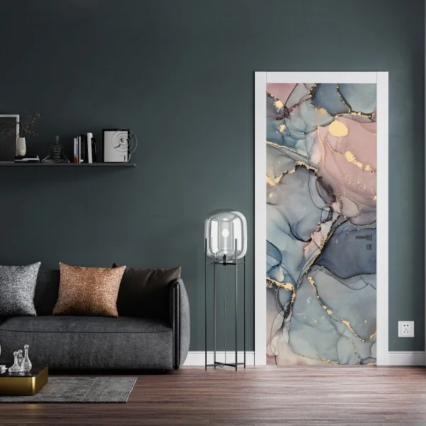 Naklejka na drzwi fioletowe kosmiczne sfery abstrakcja – Wallissimo®