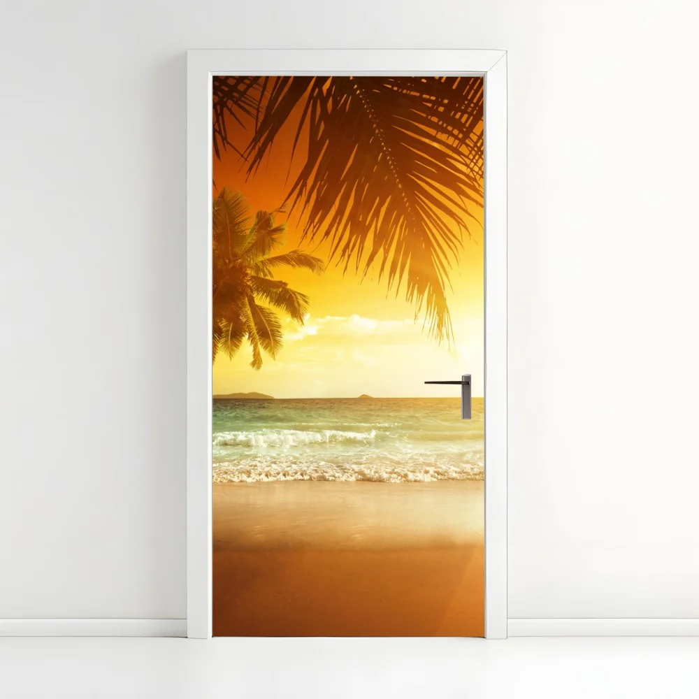 Naklejka na drzwi złoty zachód słońca na Karaibach – Wallissimo® Naklejka na drzwi złoty zachód słońca na Karaibach – Wallissimo®