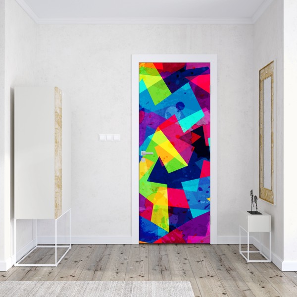 Naklejka na drzwi żywy geometryczny akwarelowy kolaż – Wallissimo® Naklejka na drzwi żywy geometryczny akwarelowy kolaż – Wallissimo®