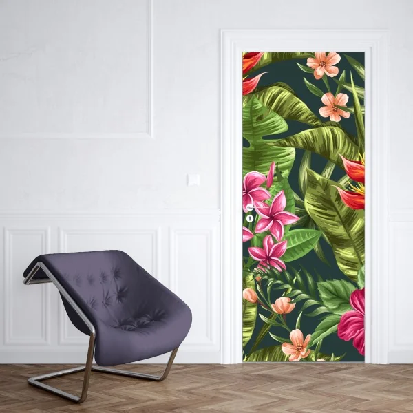 Naklejka na drzwi niebieski marmur ze złotymi żyłami – Wallissimo®