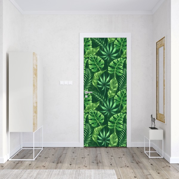 Naklejka na drzwi turkusowo-złota abstrakcyjna marmurkowa faktura – Wallissimo®