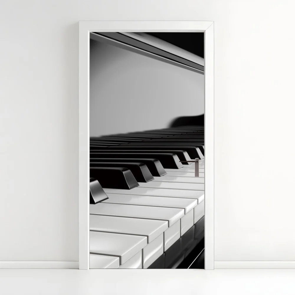Naklejka na drzwi eleganckie czarno-białe klawisze fortepianu – Wallissimo® Naklejka na drzwi eleganckie czarno-białe klawisze fortepianu – Wallissimo®