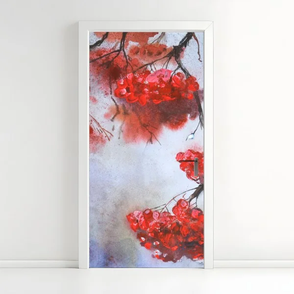 Naklejka na drzwi eteryczna różowo-fioletowa marmurowa grafika – Wallissimo®