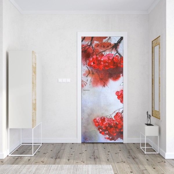 Naklejka na drzwi eteryczna różowo-fioletowa marmurowa grafika – Wallissimo®