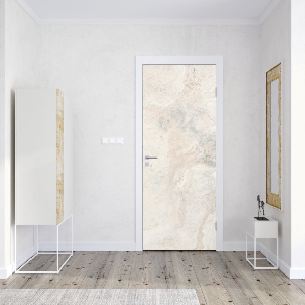 Naklejka na drzwi miękka beżowa tekstura marmuru – Wallissimo® Naklejka na drzwi miękka beżowa tekstura marmuru – Wallissimo®