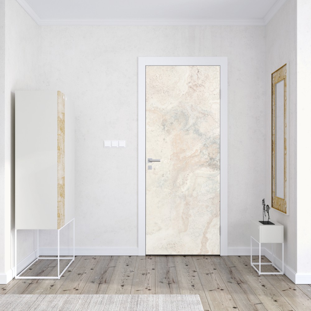 Naklejka na drzwi miękka beżowa tekstura marmuru – Wallissimo® Naklejka na drzwi miękka beżowa tekstura marmuru – Wallissimo®